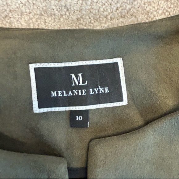 Melanie Lyne forest green faux suede grommet blazer dress coat Sz 10 NWOT - Picture 8 of 14